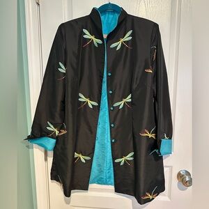 La Cera Vibrant Black & Teal Jacket